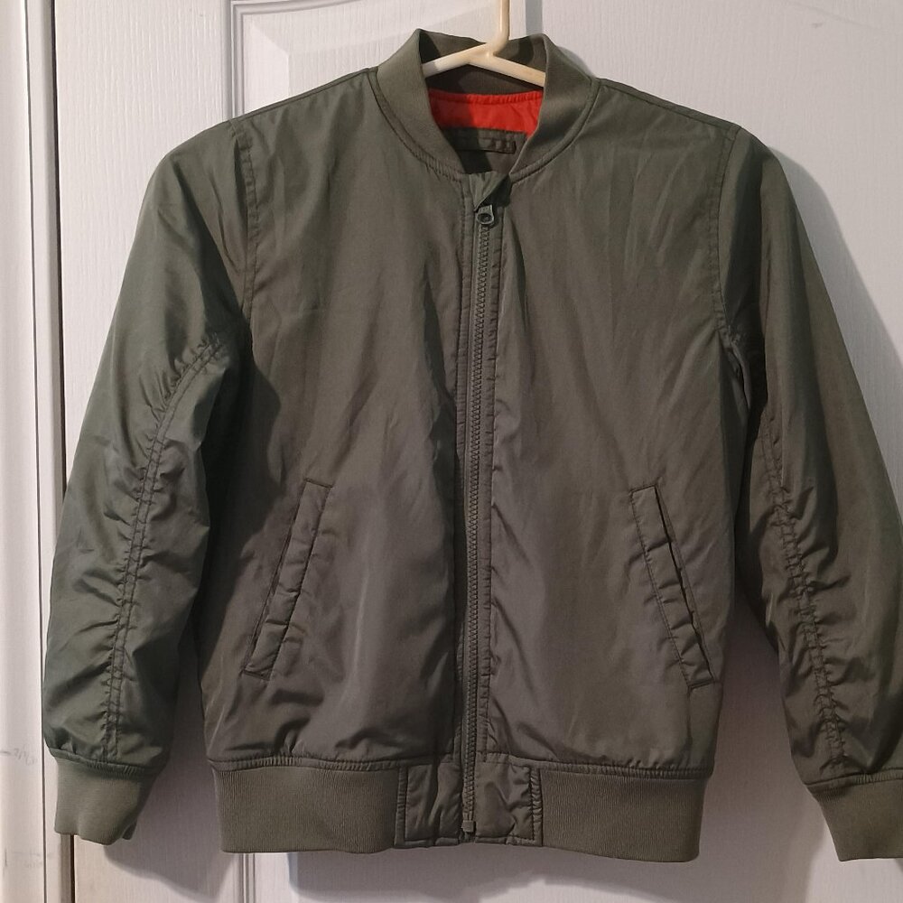 Gap Kids/Zip Jacket/Unisex/Medium/Olive Green/Long Sleeve Coat